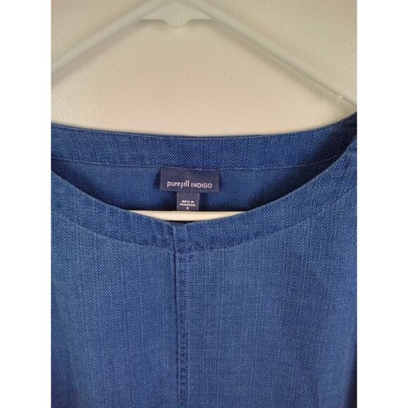 J Jill Pure Jill Indigo Tunic Top Women's Size Small Oversized Boxy Lagenlook - Picture 6 of 6